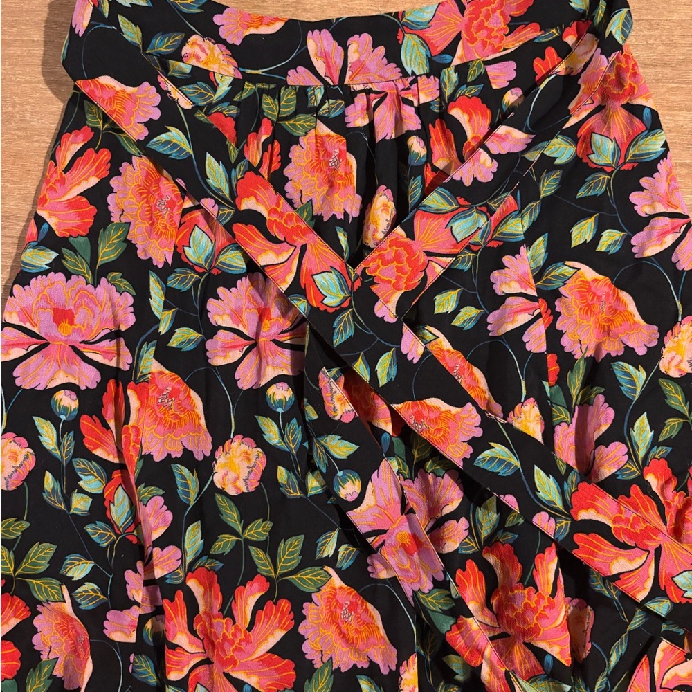 & Other Stories Black and Pink Floral Maxi Skirt